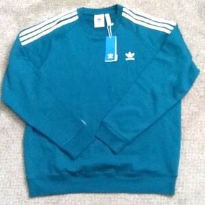 ADIDAS 3 Stripe Crew Sweatshirt Size XL Legacy Teal -‎ New